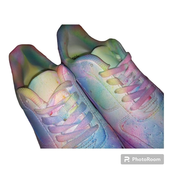Homemade Tie Dye Hydro Dipped Women's Platform Casual Lace up Sneakers a low top - Picture 1 of 8